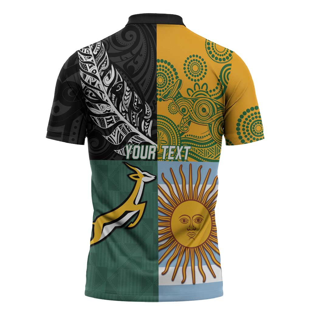 Personalised Rugby 2025 Championship Zipper Polo Shirt Combination of Southern Hemisphere Countries - Wonder Print Shop