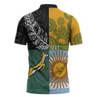 Personalised Rugby 2025 Championship Zipper Polo Shirt Combination of Southern Hemisphere Countries - Wonder Print Shop