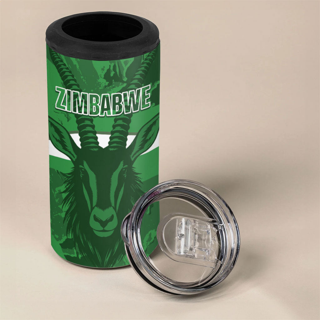 Custom Zimbabwe Rugby 2026 4 in 1 Can Cooler Tumbler Go Sables Sporty Grunge Style