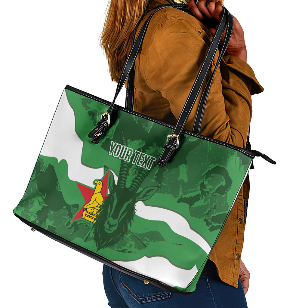 Custom Zimbabwe Rugby 2026 Leather Tote Bag Go Sables Sporty Grunge Style