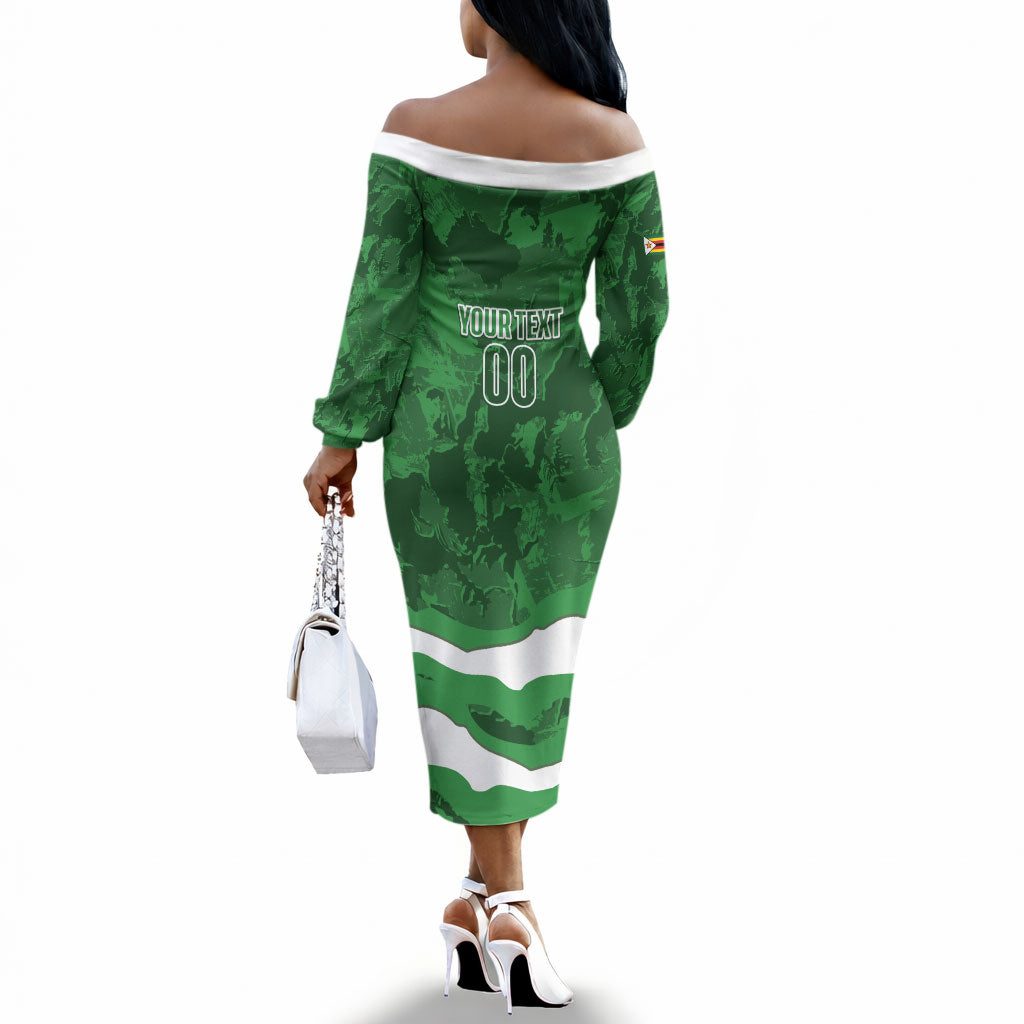 Custom Zimbabwe Rugby 2026 Off The Shoulder Long Sleeve Dress Go Sables Sporty Grunge Style