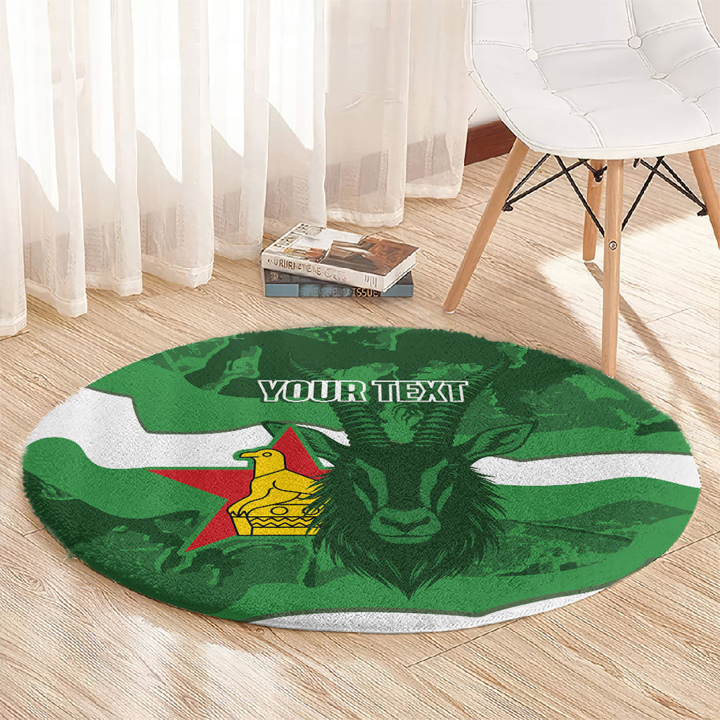 Custom Zimbabwe Rugby 2026 Round Carpet Go Sables Sporty Grunge Style