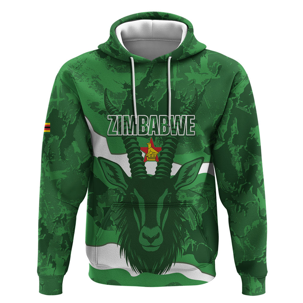 Custom Zimbabwe Rugby 2026 Zip Hoodie Go Sables Sporty Grunge Style