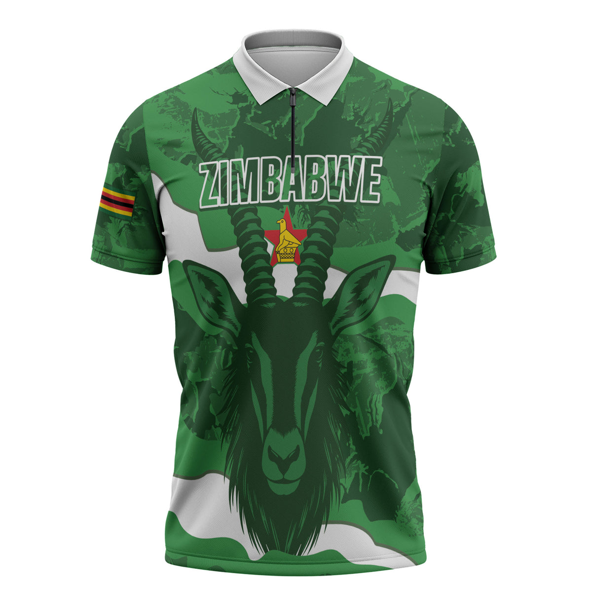 Custom Zimbabwe Rugby 2026 Zipper Polo Shirt Go Sables Sporty Grunge Style