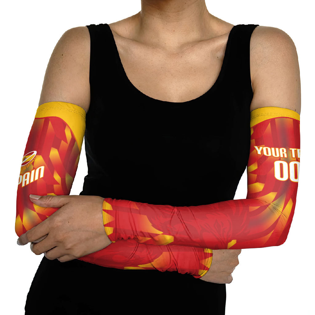 Custom Spain Rugby 2026 Arm Sleeves Vamos Los Leones Red Version
