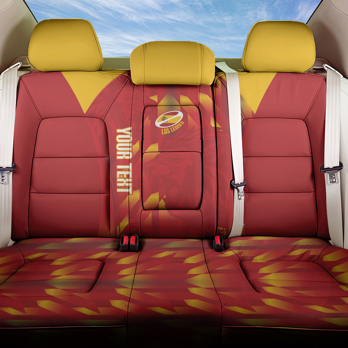 Custom Spain Rugby 2026 Back Car Seat Cover Vamos Los Leones Red Version