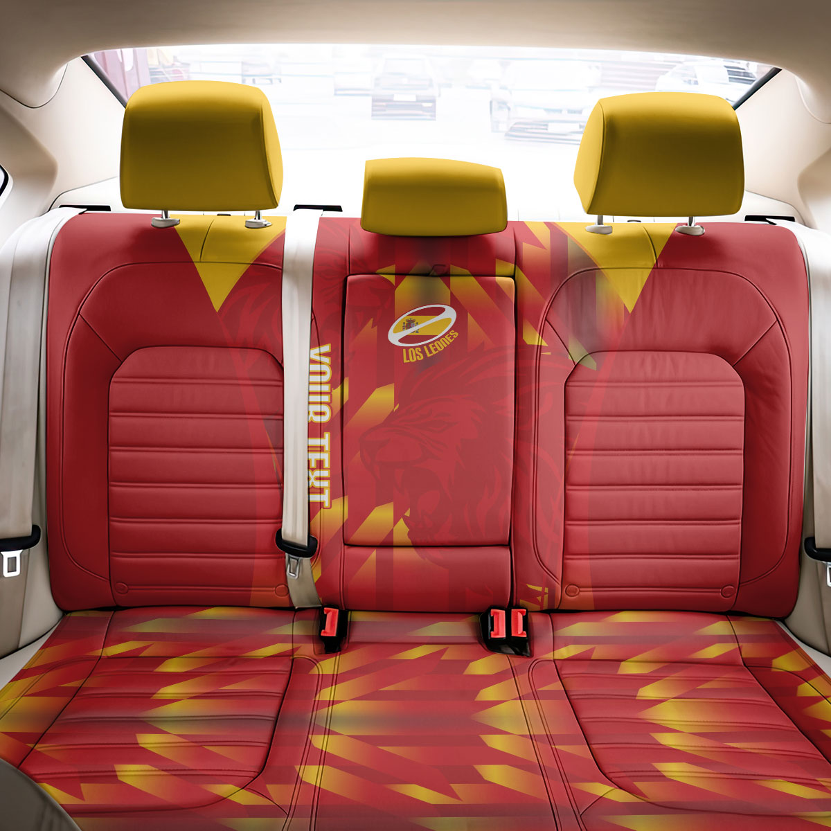 Custom Spain Rugby 2026 Back Car Seat Cover Vamos Los Leones Red Version