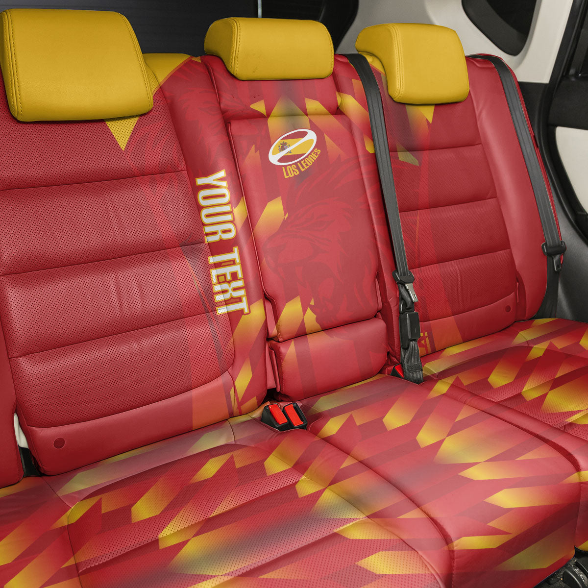 Custom Spain Rugby 2026 Back Car Seat Cover Vamos Los Leones Red Version