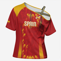 Custom Spain Rugby 2026 Cross Shoulder Shirt Vamos Los Leones Red Version