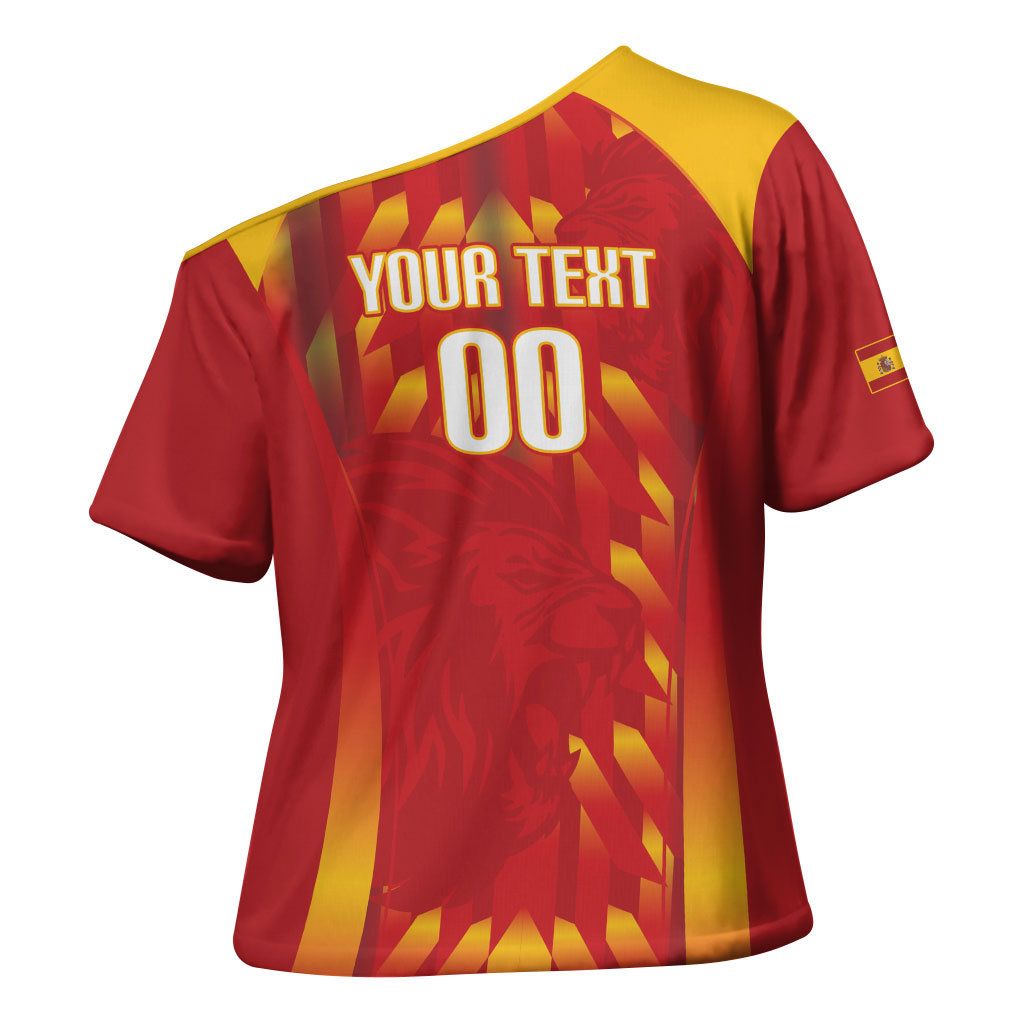Custom Spain Rugby 2026 Cross Shoulder Shirt Vamos Los Leones Red Version