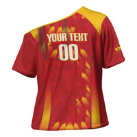 Custom Spain Rugby 2026 Cross Shoulder Shirt Vamos Los Leones Red Version