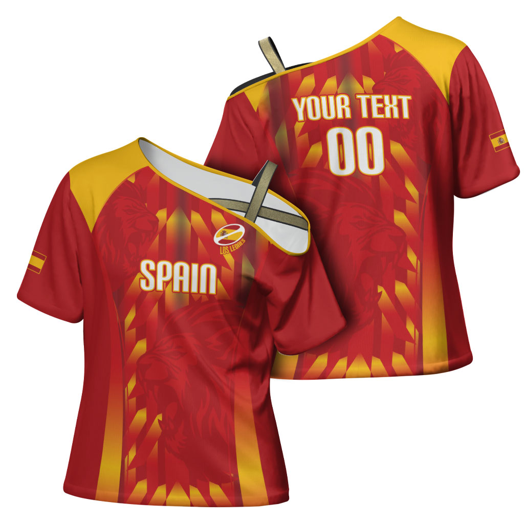Custom Spain Rugby 2026 Cross Shoulder Shirt Vamos Los Leones Red Version