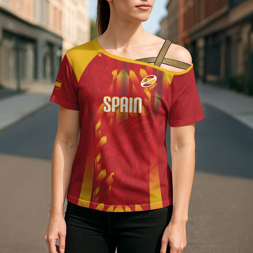 Custom Spain Rugby 2026 Cross Shoulder Shirt Vamos Los Leones Red Version