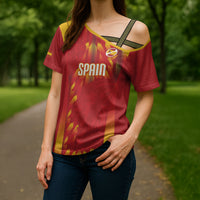 Custom Spain Rugby 2026 Cross Shoulder Shirt Vamos Los Leones Red Version