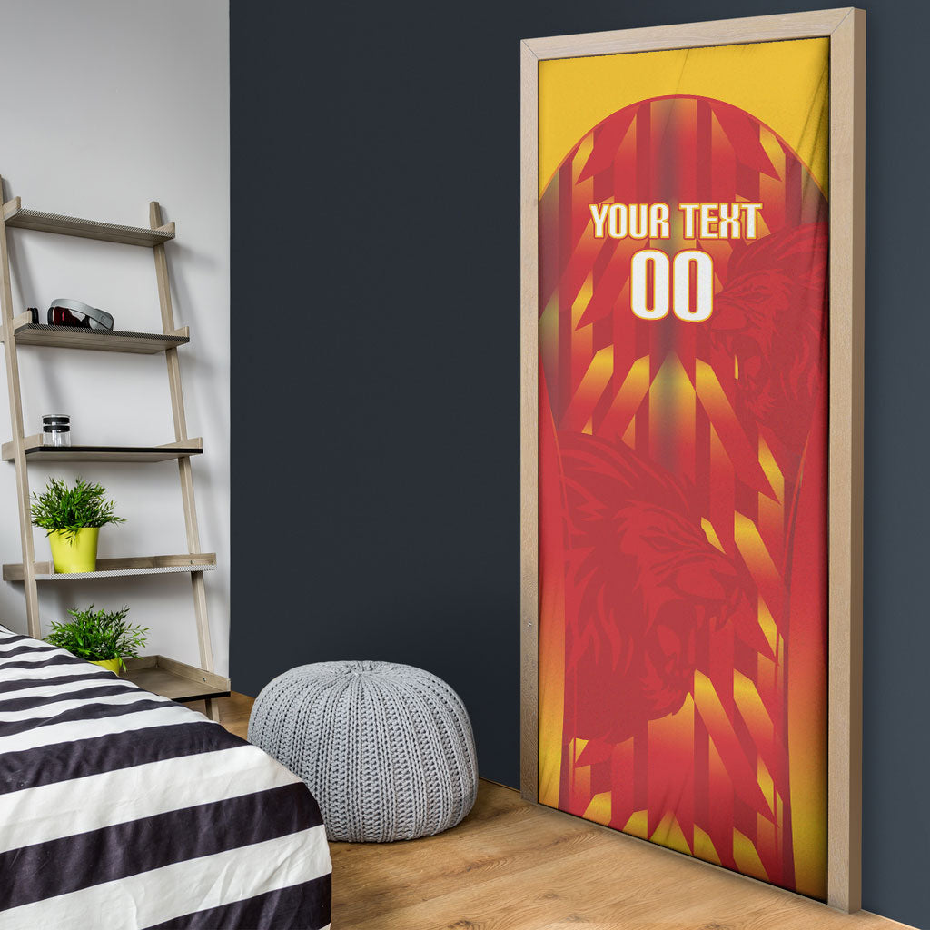 Custom Spain Rugby 2026 Door Cover Vamos Los Leones Red Version