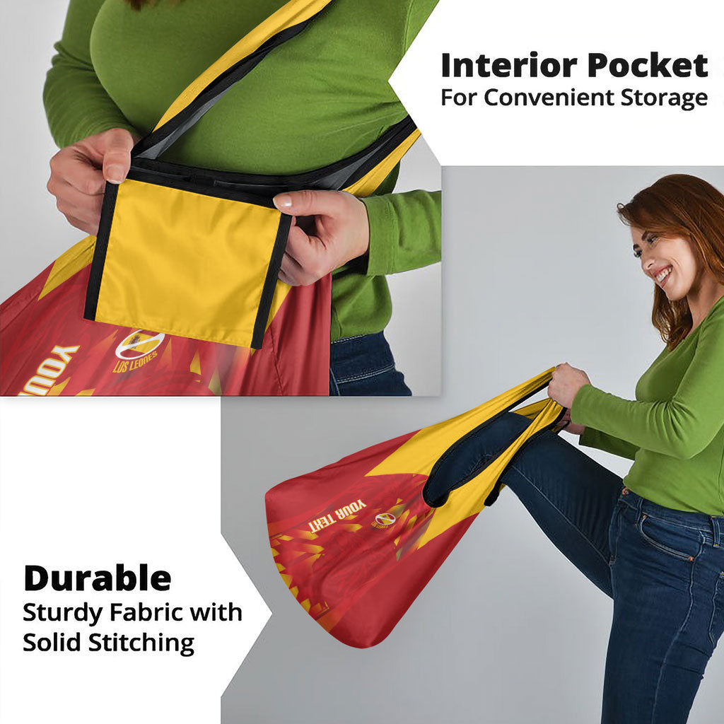 Custom Spain Rugby 2026 Grocery Bag Vamos Los Leones Red Version