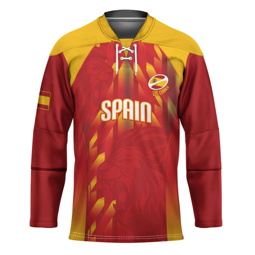Custom Spain Rugby 2026 Hockey Jersey Vamos Los Leones Red Version