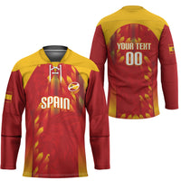 Custom Spain Rugby 2026 Hockey Jersey Vamos Los Leones Red Version