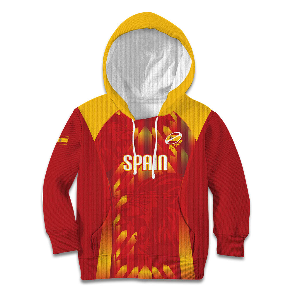 Custom Spain Rugby 2026 Kid Hoodie Vamos Los Leones Red Version