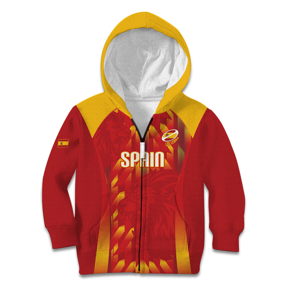 Custom Spain Rugby 2026 Kid Hoodie Vamos Los Leones Red Version