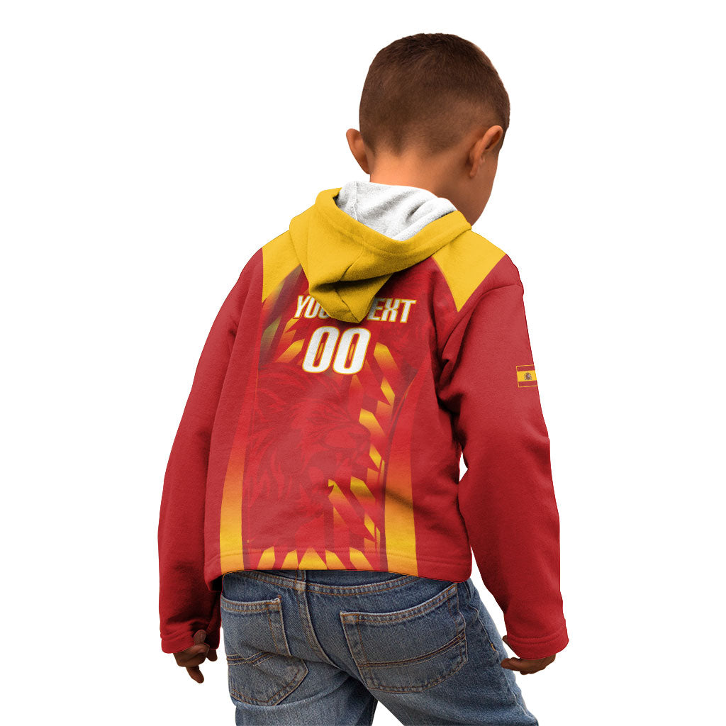 Custom Spain Rugby 2026 Kid Hoodie Vamos Los Leones Red Version