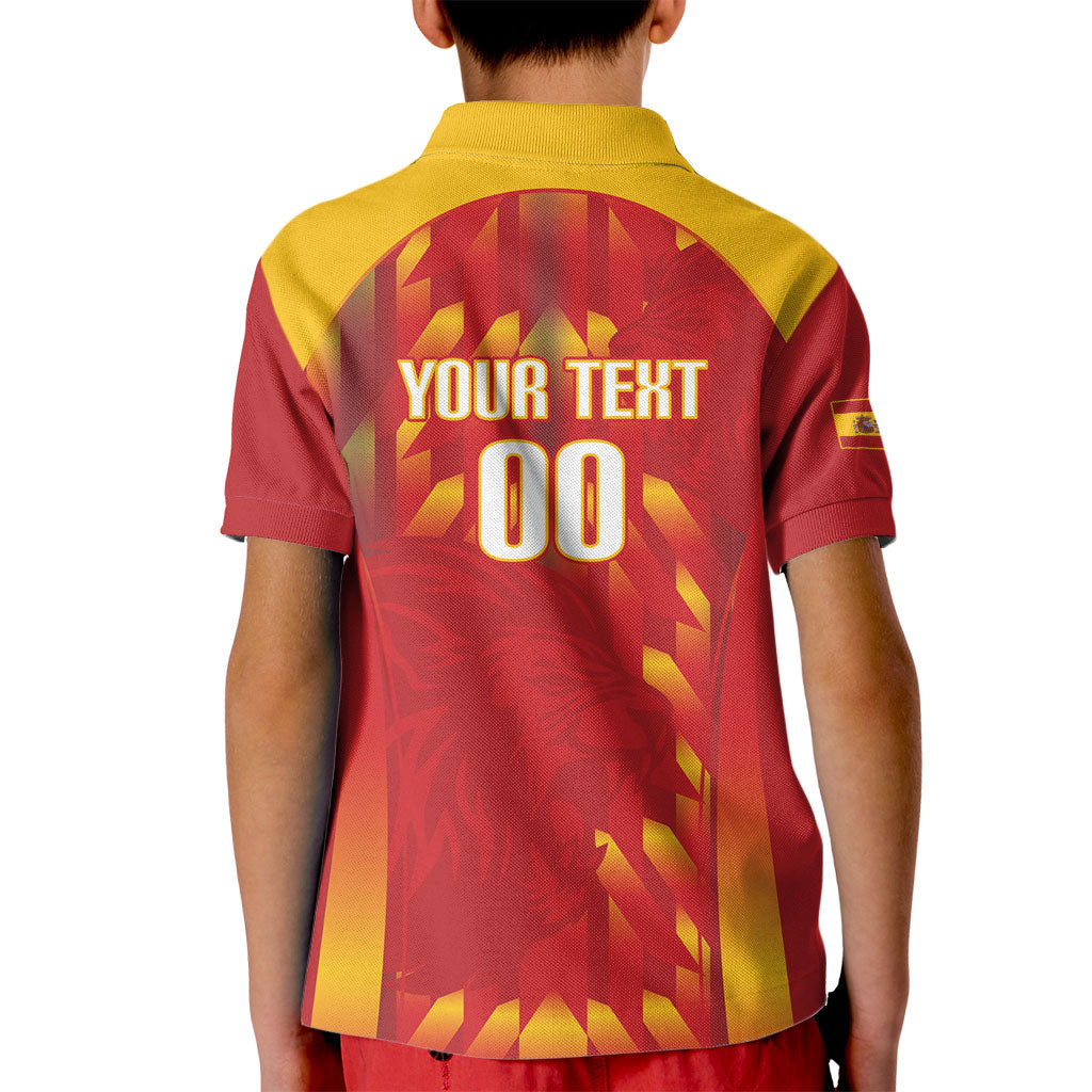 Custom Spain Rugby 2026 Kid Polo Shirt Vamos Los Leones Red Version