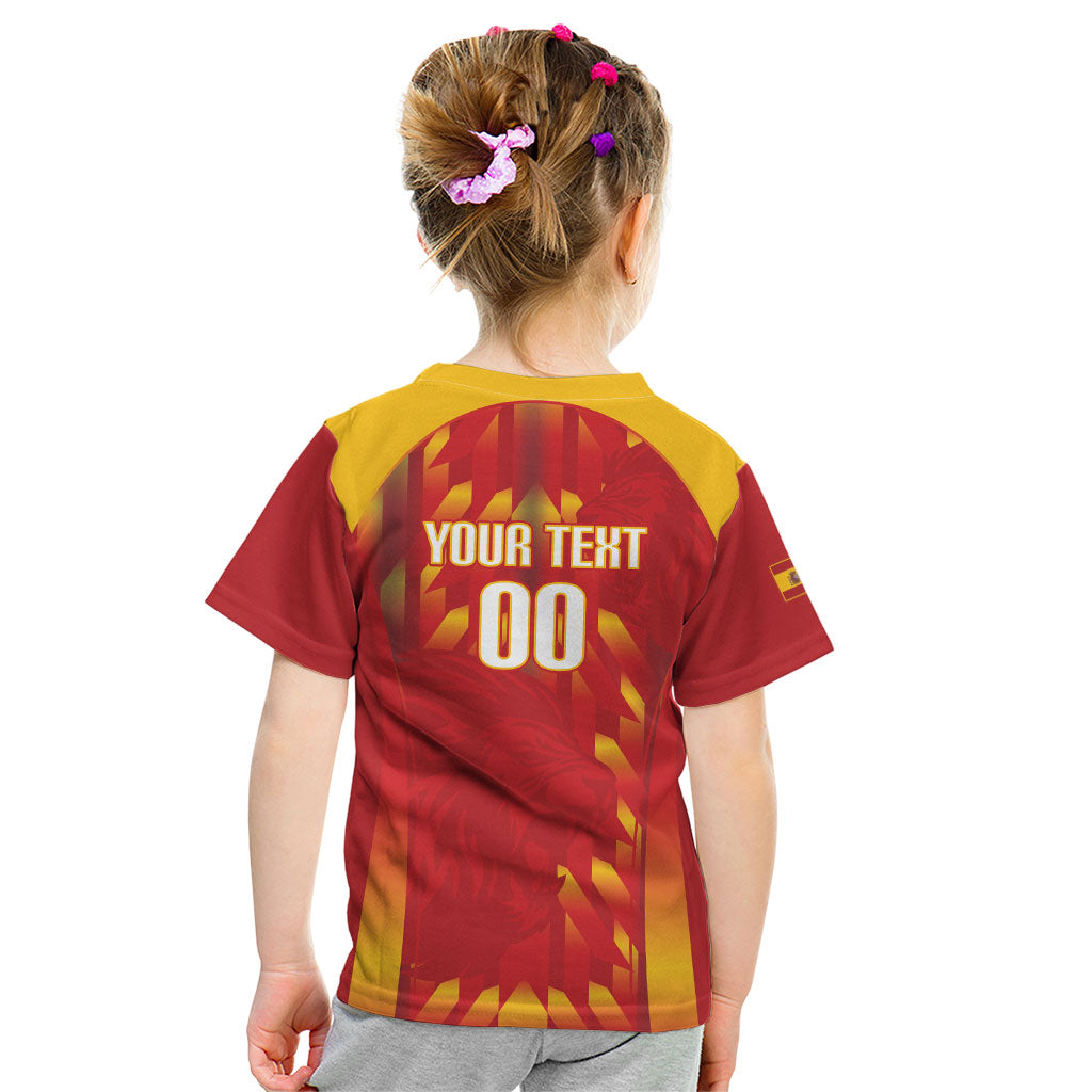 Custom Spain Rugby 2026 Kid T Shirt Vamos Los Leones Red Version