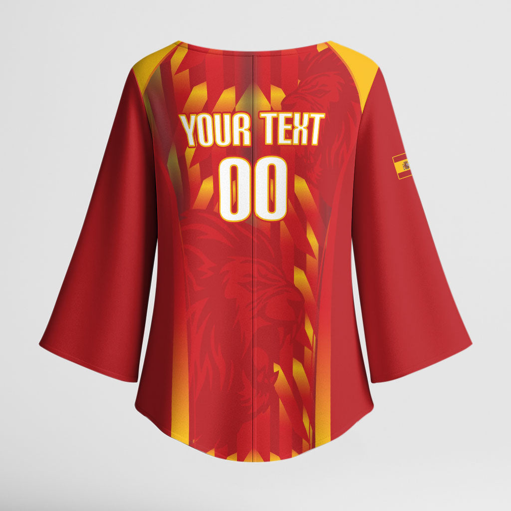Custom Spain Rugby 2026 Kimono Sleeve Blouse Vamos Los Leones Red Version