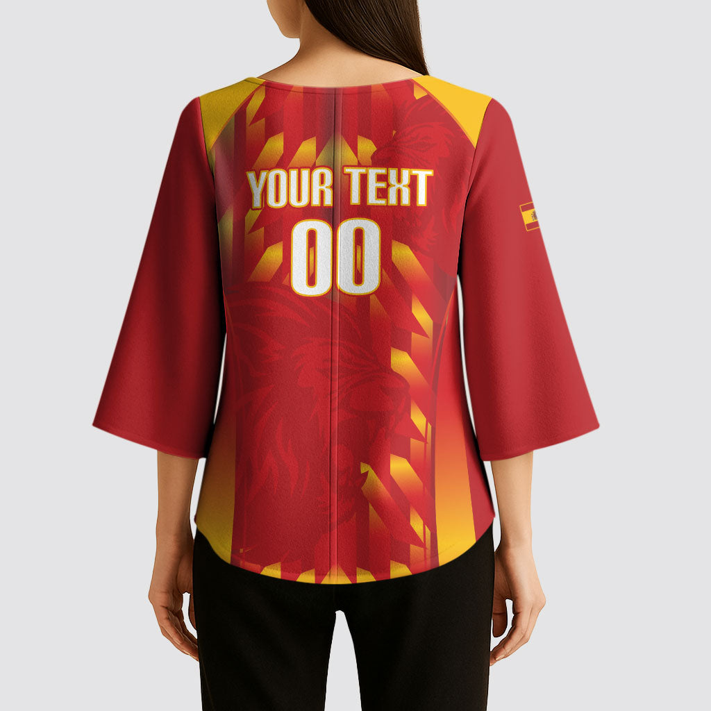 Custom Spain Rugby 2026 Kimono Sleeve Blouse Vamos Los Leones Red Version