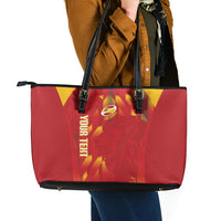 Custom Spain Rugby 2026 Leather Tote Bag Vamos Los Leones Red Version