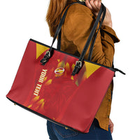 Custom Spain Rugby 2026 Leather Tote Bag Vamos Los Leones Red Version