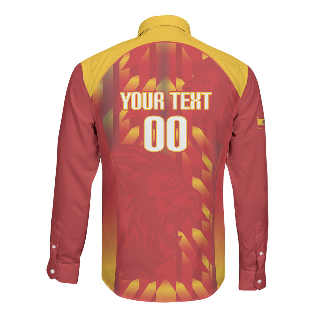 Custom Spain Rugby 2026 Long Sleeve Button Shirt Vamos Los Leones Red Version