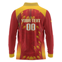 Custom Spain Rugby 2026 Long Sleeve Polo Shirt Vamos Los Leones Red Version
