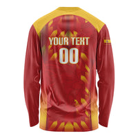 Custom Spain Rugby 2026 Long Sleeve Shirt Vamos Los Leones Red Version