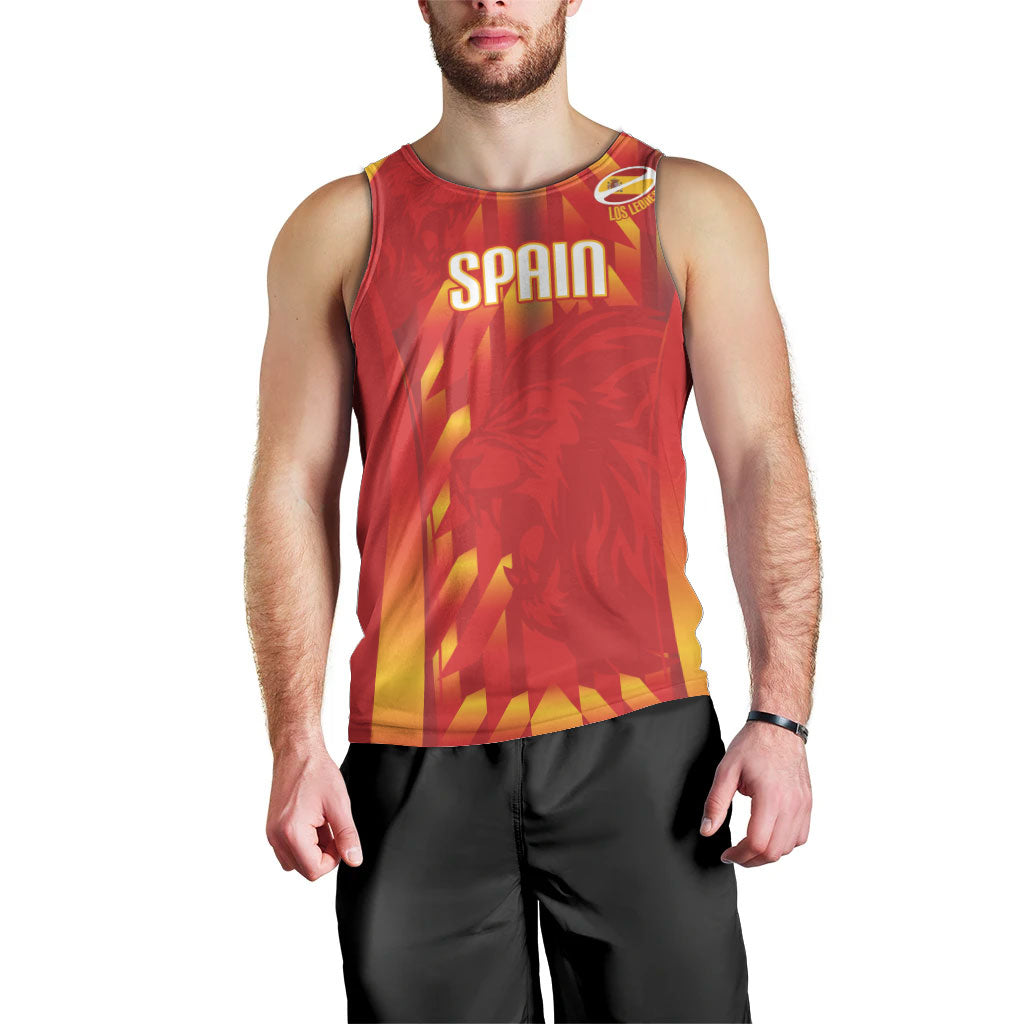 Custom Spain Rugby 2026 Men Tank Top Vamos Los Leones Red Version