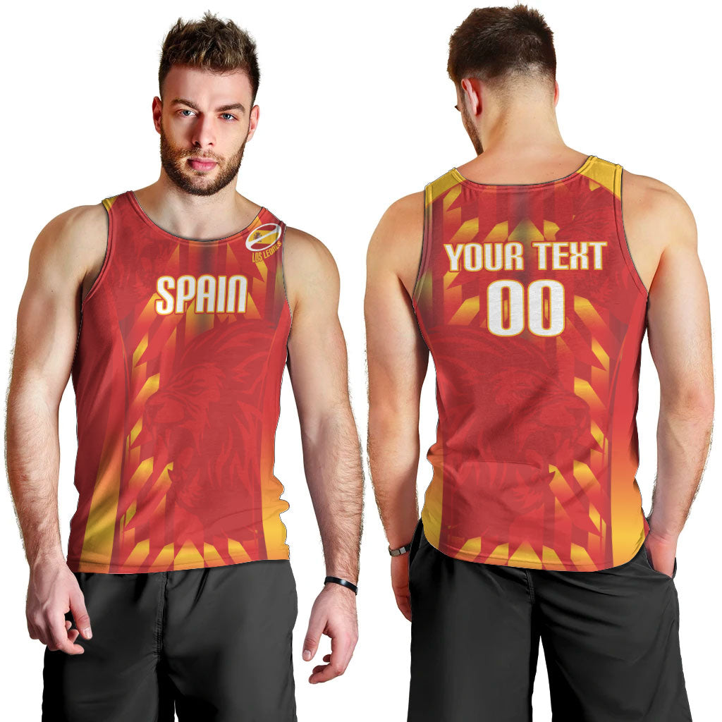 Custom Spain Rugby 2026 Men Tank Top Vamos Los Leones Red Version