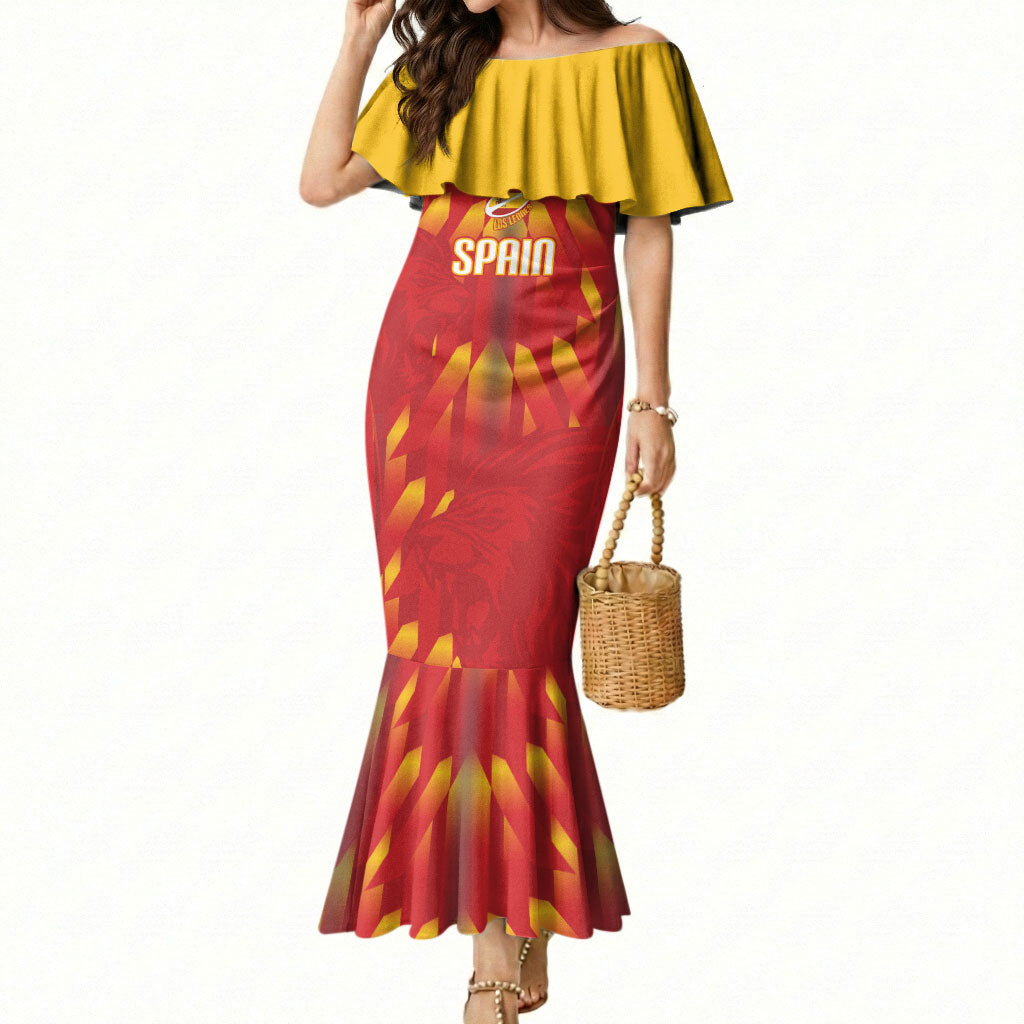Custom Spain Rugby 2026 Mermaid Dress Vamos Los Leones Red Version