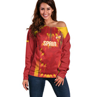 Custom Spain Rugby 2026 Off Shoulder Sweater Vamos Los Leones Red Version