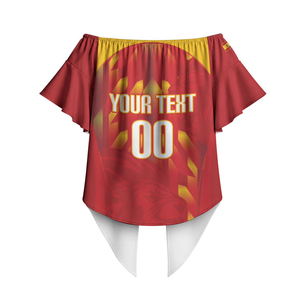 Custom Spain Rugby 2026 Off Shoulder Wrap Waist Top Vamos Los Leones Red Version