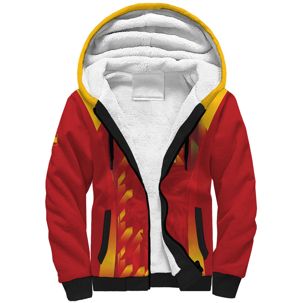 Custom Spain Rugby 2026 Sherpa Hoodie Vamos Los Leones Red Version