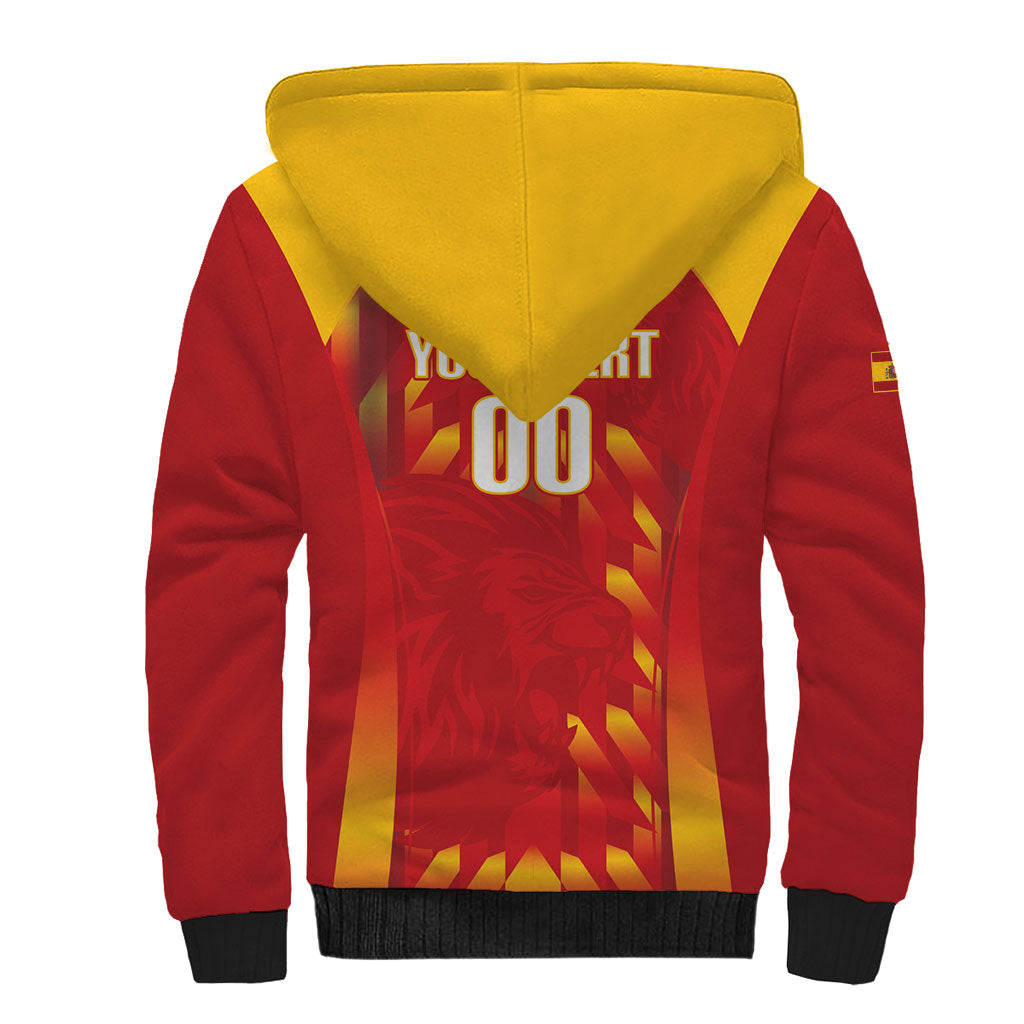 Custom Spain Rugby 2026 Sherpa Hoodie Vamos Los Leones Red Version