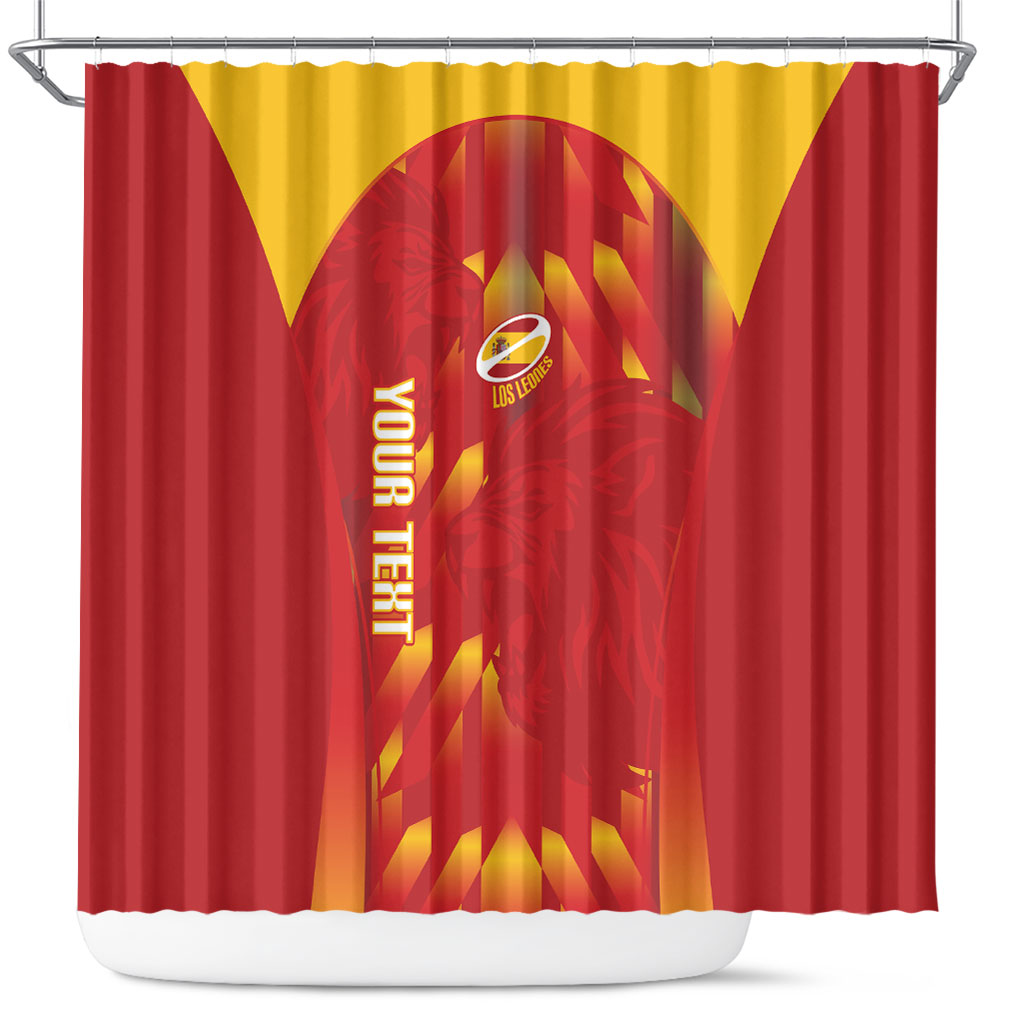 Custom Spain Rugby 2026 Shower Curtain Vamos Los Leones Red Version