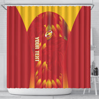Custom Spain Rugby 2026 Shower Curtain Vamos Los Leones Red Version