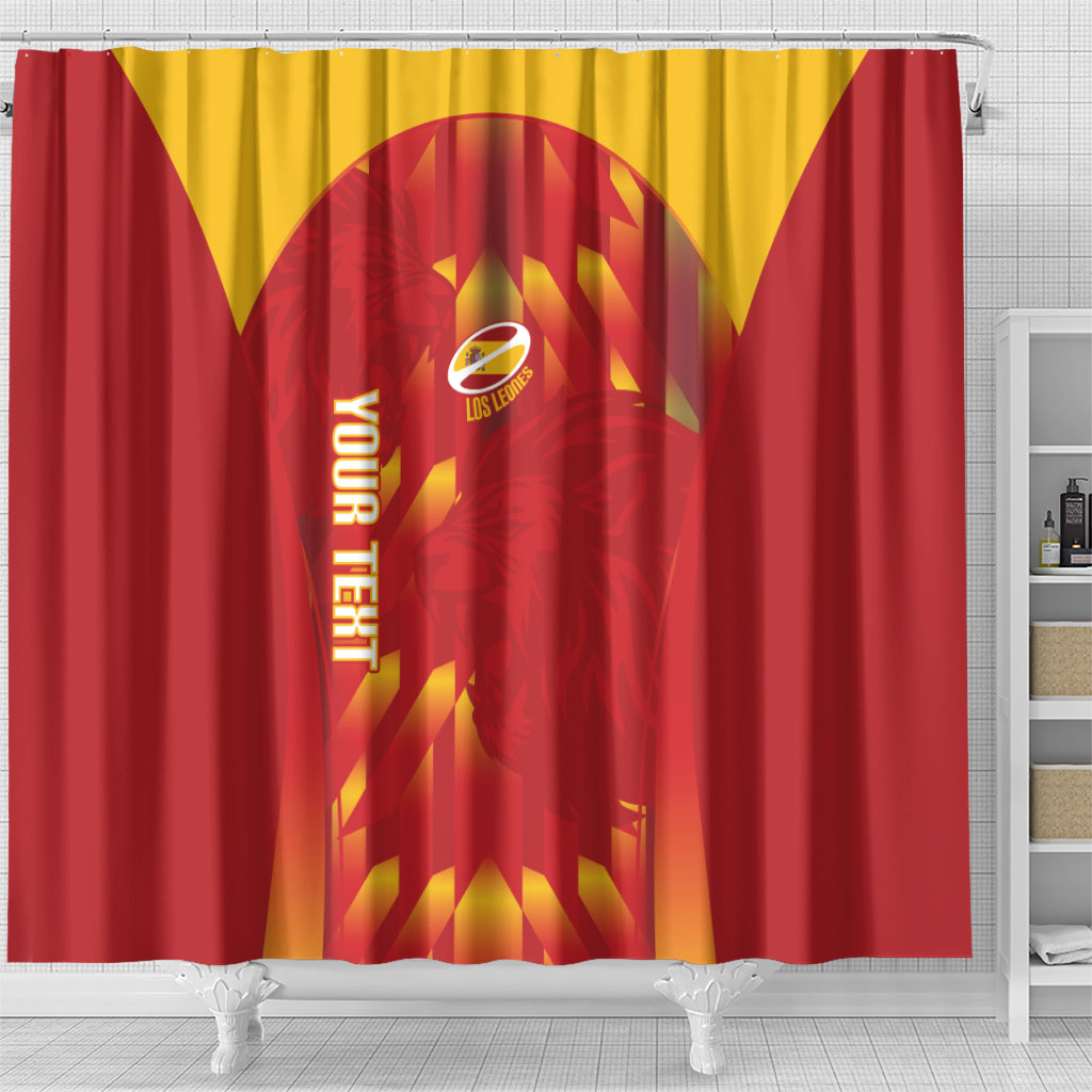 Custom Spain Rugby 2026 Shower Curtain Vamos Los Leones Red Version