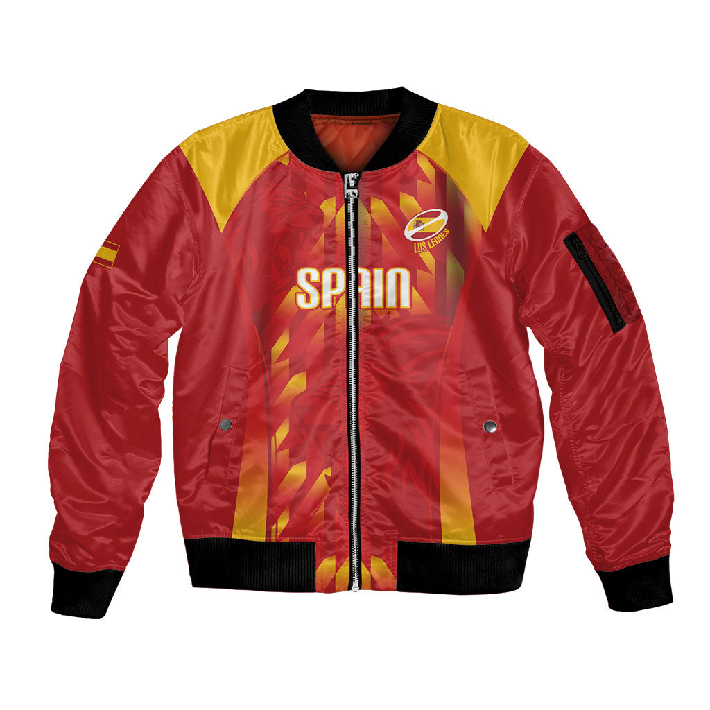 Custom Spain Rugby 2026 Sleeve Zip Bomber Jacket Vamos Los Leones Red Version
