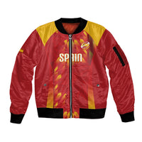Custom Spain Rugby 2026 Sleeve Zip Bomber Jacket Vamos Los Leones Red Version