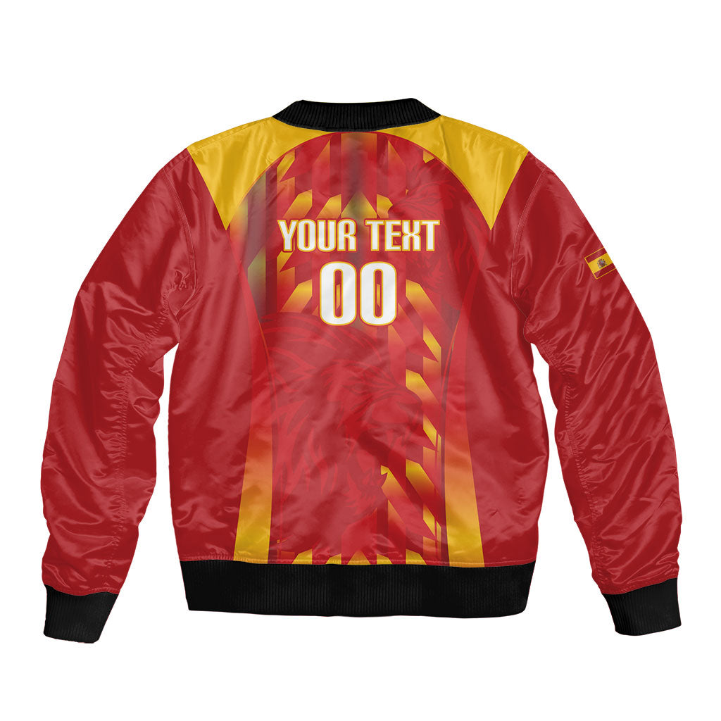 Custom Spain Rugby 2026 Sleeve Zip Bomber Jacket Vamos Los Leones Red Version