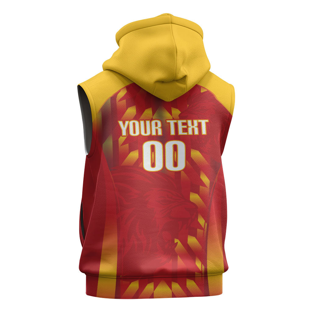 Custom Spain Rugby 2026 Sleeveless Hoodie Vamos Los Leones Red Version