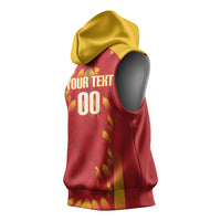 Custom Spain Rugby 2026 Sleeveless Hoodie Vamos Los Leones Red Version