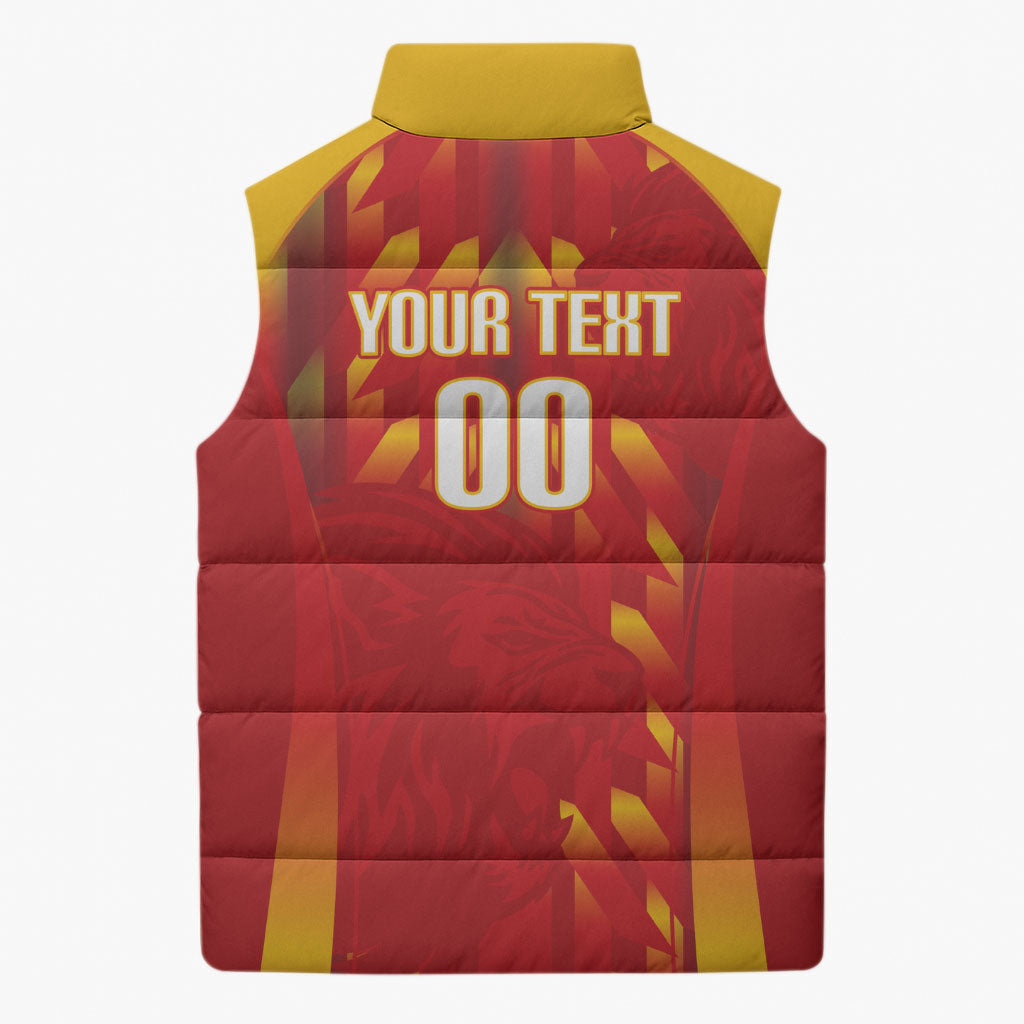 Custom Spain Rugby 2026 Sleeveless Puffer Jacket Vamos Los Leones Red Version